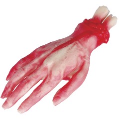 Mano latex 25 cm sangrienta con hueso-Tus disfraces Halloween