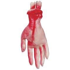 Mano latex 25 cm sangrienta con hueso-Tus disfraces Halloween