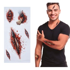 Tatuajes herida abierta y huesos halloween-Tus Disfraces