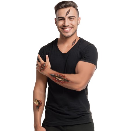 Tatuajes herida abierta y huesos halloween