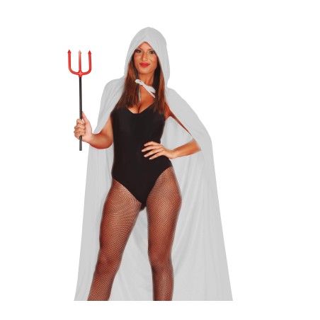 Capa blanca con capucha terciopelo 130 cm-Tus Disfraces