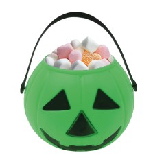 Cesto calabaza verde 15 cm para halloween-Tus Disfraces