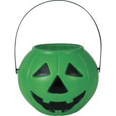 Cesto calabaza verde 15 cm para halloween-Tus Disfraces