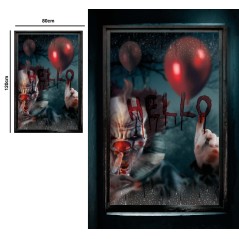 Decoracion ventana Payaso asesino IT 80x120 cm-Tus Disfraces baratos