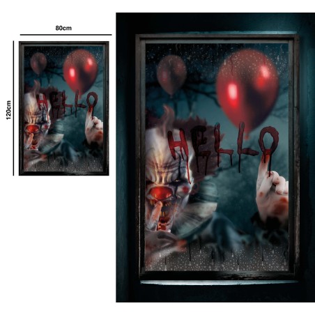 Decoracion ventana Payaso asesino IT 80x120 cm-Tus Disfraces baratos
