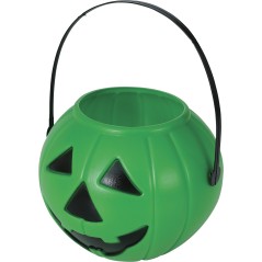 Cesto calabaza verde 15 cm para halloween-Tus Disfraces