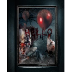 Decoracion ventana Payaso asesino IT 80x120 cm halloween