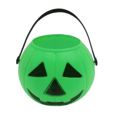 Cesto calabaza verde 15 cm para halloween-Tus Disfraces