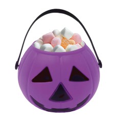 Cesto calabaza morado 15 cm para halloween-Tus Disfraces
