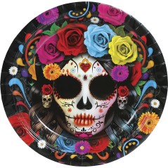 Platos catrina dia de muertos 6 uds 23 cm-Tus Disfraces baratos