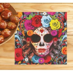 Servilletas catrina dia de muertos 12 uds 33 cm-Tus Disfraces baratos