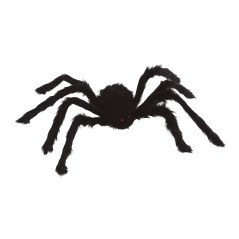 Araña negra con pelo 70 cm halloween-Disfraces baratos