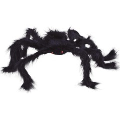 Araña negra con pelo 70 cm halloween-Disfraces baratos
