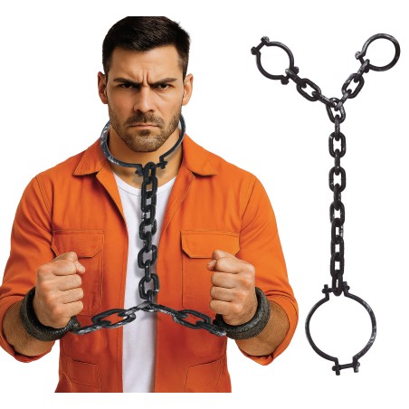 Grilletes cuello y manos 110 cms-Tus disfraces baratos