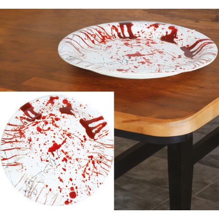 Platos halloween sangre 6 uds 23 cm-Tus Disfraces baratos