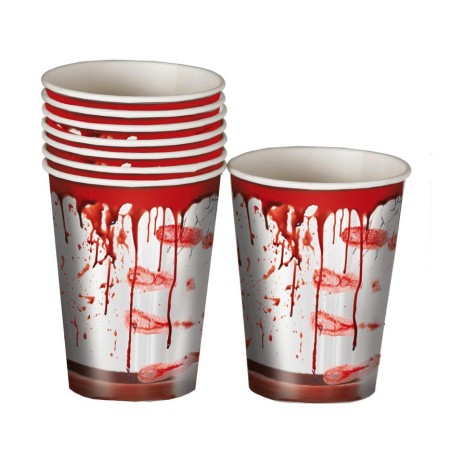 Vasos halloween sangre 6 uds 9 cm-Tus Disfraces baratos