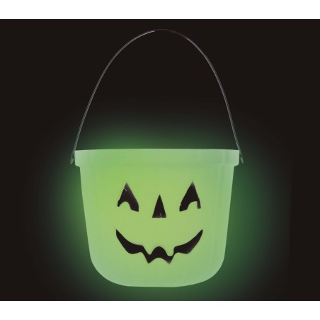 Caldero recoge caramelos halloween brilla oscuridad 19 cm-Tus Disfraces
