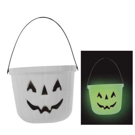 Caldero recoge caramelos halloween brilla oscuridad 19 cm