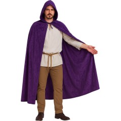 Capa Morada con capucha terciopelo 130 cm-Tus Disfraces