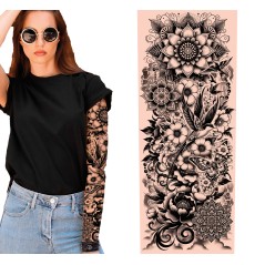 Manga tatuaje para brazo blanco y negro-Tus Disfraces