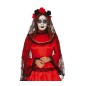 Diadema catrina flores negras y rojas con velo