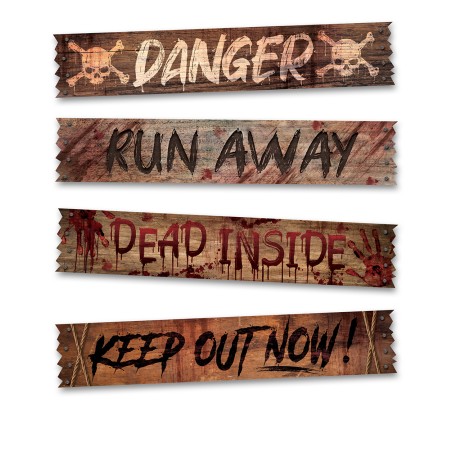 Carteles halloween para tapiar ventana 70x13 cm 4 unidades