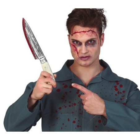 Cuchillo cocina con sangre halloween 33 cm