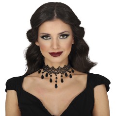 Gargantilla negra con piedras