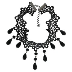 Gargantilla negra con piedras -Tus disfraces baratos