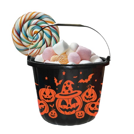 Cesta calabazas recogecaramelos 18x16 cm-Tus Disfraces