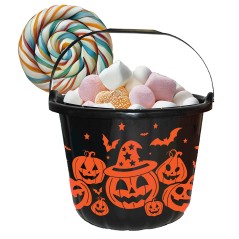 Cesta calabazas recogecaramelos 18x16 cm