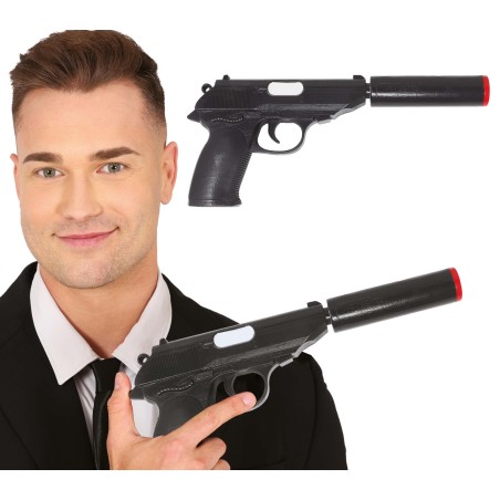Pistola con silenciador 25 cm juguete-Tus disfraces baratos