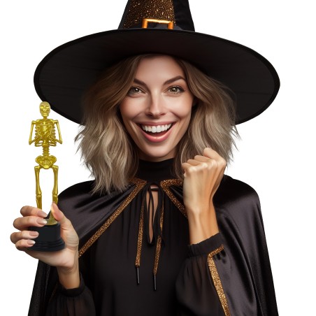 Trofeo oscar o premio al mejor disfraz halloween esqueleto 22 cm