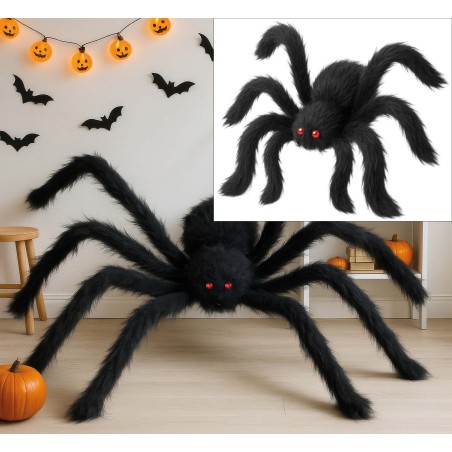 Araña negra decoracion halloween 200 cm -Tus disfraces