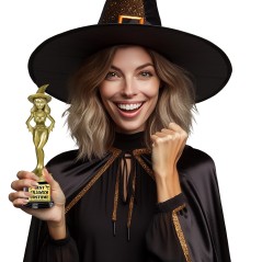 Trofeo oscar o premio al mejor disfraz halloween brujita 22 cm