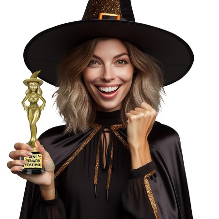 Trofeo oscar o premio al mejor disfraz halloween brujita 22 cm