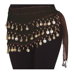 Pañuelo zingara negro con monedas-Tus Disfraces baratos