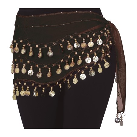 Pañuelo zingara negro con monedas-Tus Disfraces baratos