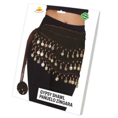 Pañuelo zingara negro con monedas