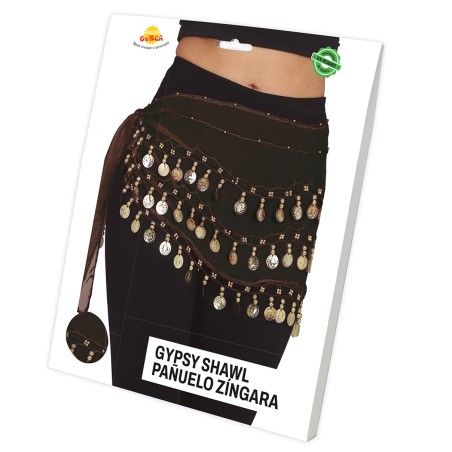 Pañuelo zingara negro con monedas