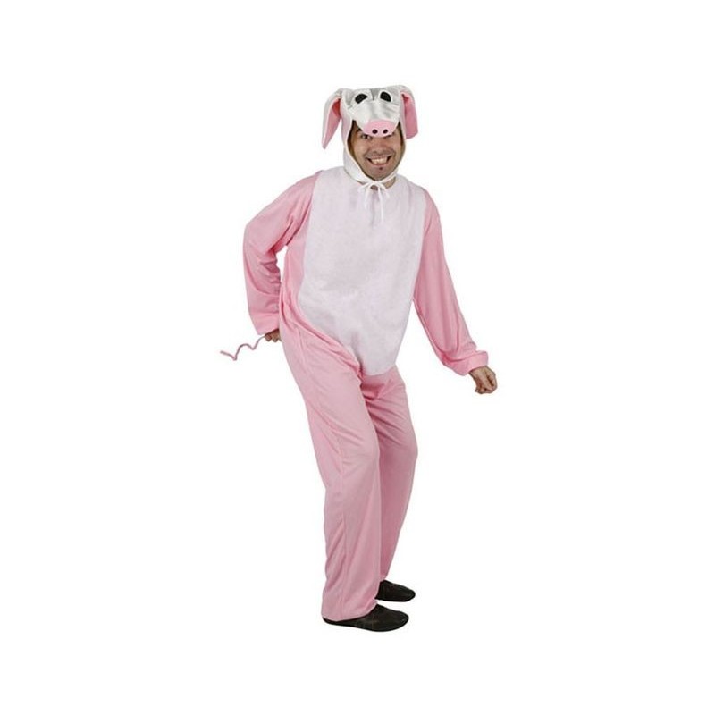 Disfraz de cerdo rosa talla XL para hombre