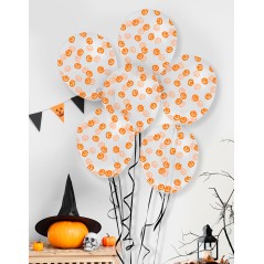 Globos transparentes con confeti calabazas 10 uds