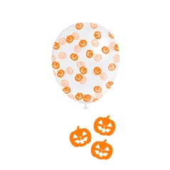 Globos transparentes con confeti calabazas 10 uds