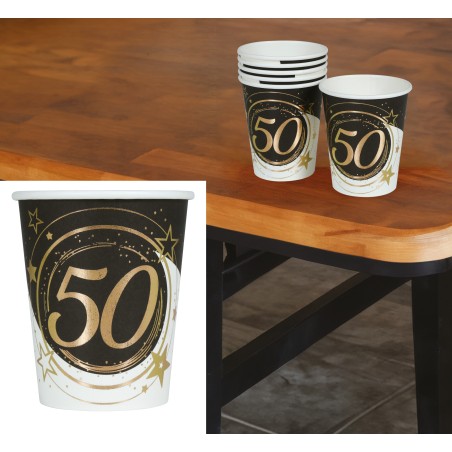 Vasos 50 cumpleaños 6 uds 9 cm-Tus Disfraces baratos