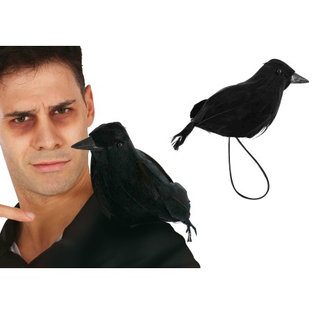 Cuervo negro 15 cm con elastico para hombro Malefica