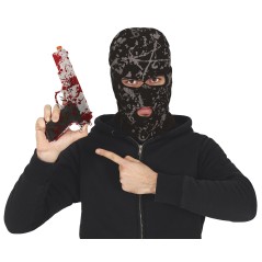 Pistola plata con sangre de juguete 24 cm