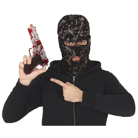 Pistola plata con sangre de juguete 24 cm
