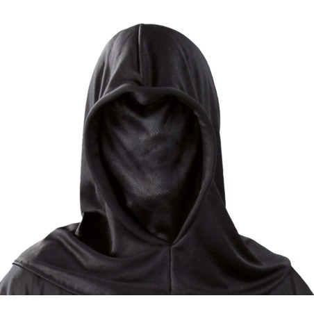 Careta sin rostro capucha negra tela halloween