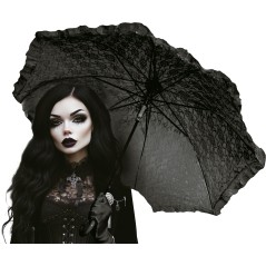 Sombrilla negra encaje gotica 70 cm