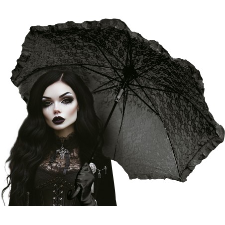 Sombrilla negra encaje gotica 70 cm
